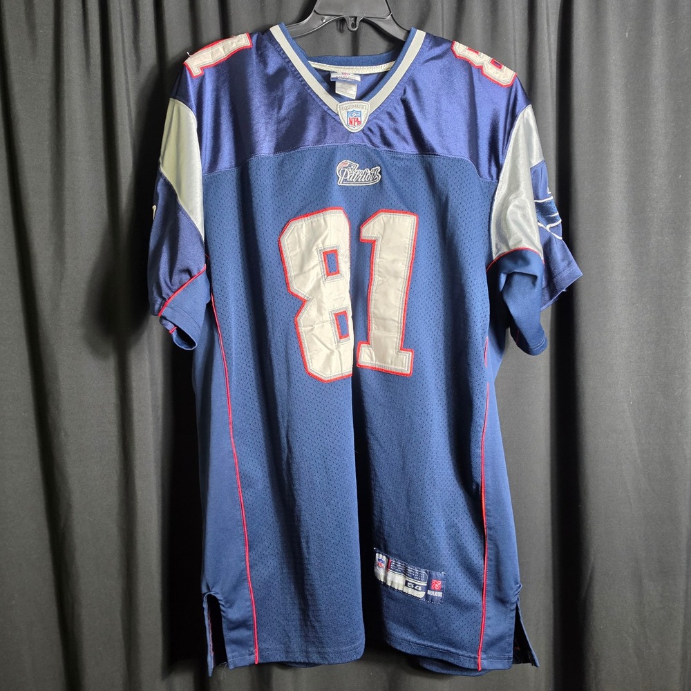 Reebok Randy Moss‎ New England Patriots Authentic Jersey 81 Navy Blue Size 54 XL